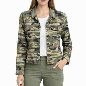 NWOT Anthropology Sanctuary Flap Pocket Cropped Boxy Cammo Utility Jacket M